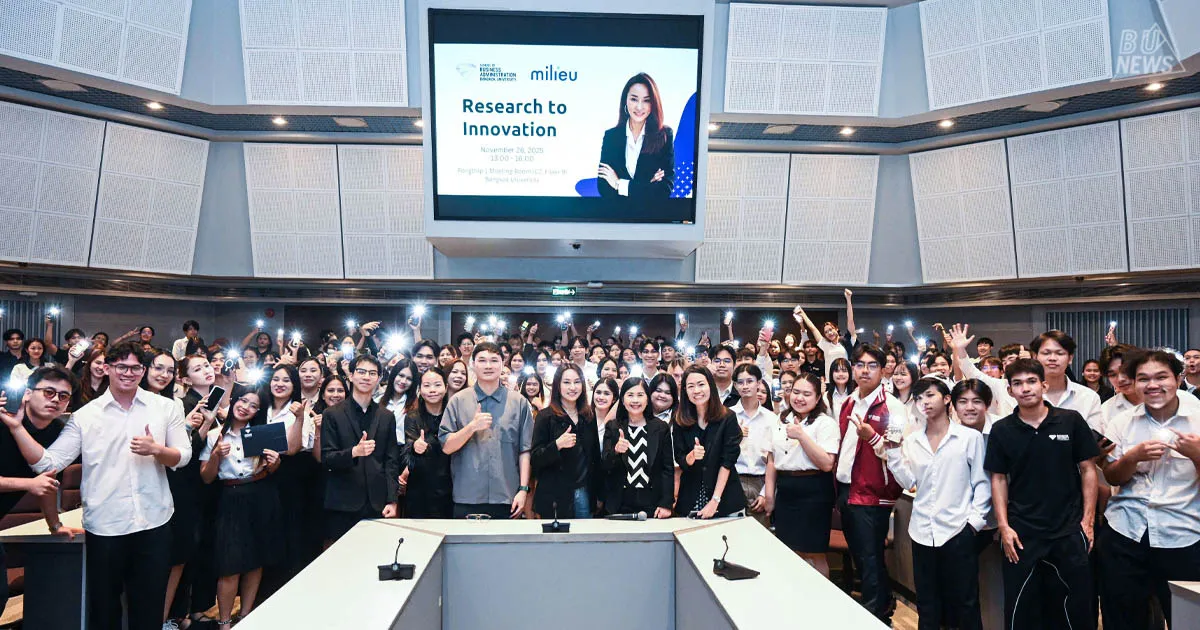 School of Business Administration, in collaboration with Milieu Insight (Thailand) Company Limited, organized the 22nd BU-IBCP event under the topic "Research to Innovation: Business Research, Product Development, and Digital Marketing Communication."