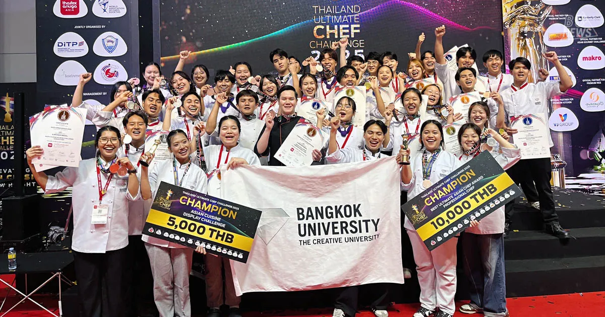Congratulations to students and faculty from the Hotel Management (HM) program and Culinary Arts and Design (CDI) program who won a total of 58 awards in the international culinary competition Thailand Ultimate Chef Challenge 2025 (TUCC), certified by the World Chef Association and co-organized by the Thailand Chefs Association. The awards include 2 gold medals, 16 silver medals, 24 bronze medals, and 16 diplomas.