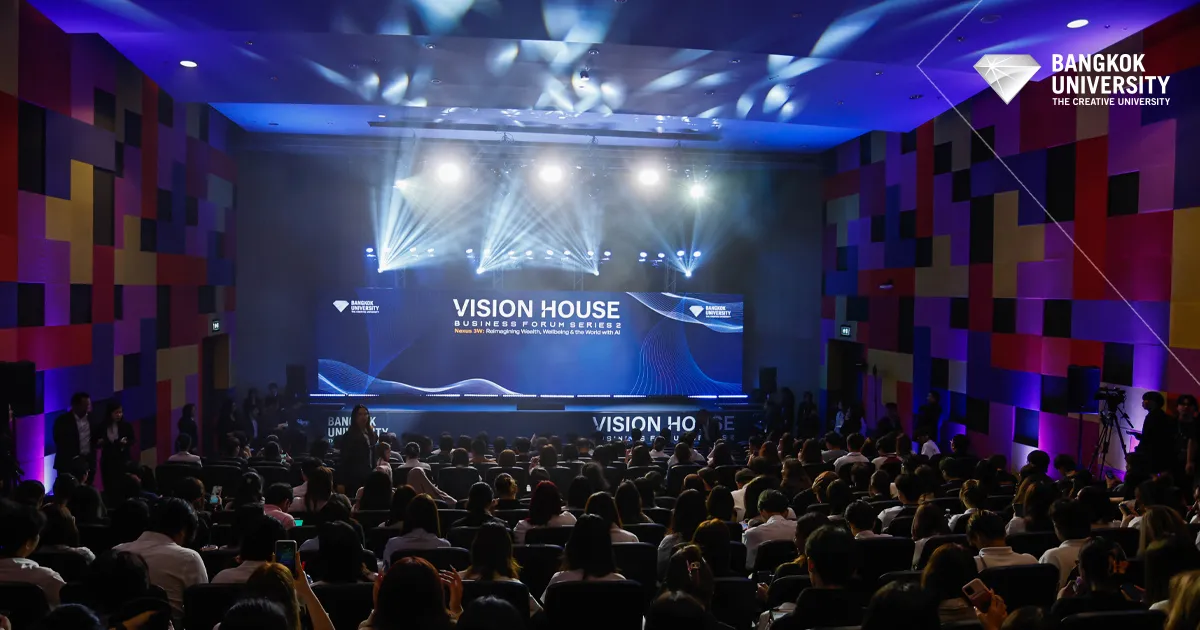 In the 21st century, "wealth" is no longer measured solely by financial performance, "wellbeing" extends far beyond physical health, and "the world" is no longer driven by humans alone. Amid this rapidly shifting landscape, Bangkok University (Creative University) reaffirmed its leadership in creative education by launching the high-profile VISION HOUSE: Business Forum Series 2 under the forward-thinking theme "Nexus 3W: Reimagining Wealth, Wellbeing & the World with AI."